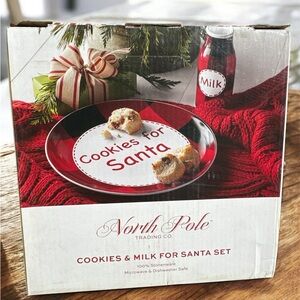 North Pole Trading Co. Red Cookies for Santa Plate Set